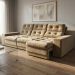 Sofá 3 Lugares Retrátil e Reclinável Baden Suede Bege 230 cm