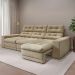 Sofá 3 Lugares Retrátil e Reclinável Baden Suede Bege 230 cm
