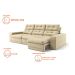 Sofá 3 Lugares Retrátil e Reclinável Baden Suede Bege 230 cm