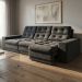 Sofá 3 Lugares Retrátil e Reclinável Baden Suede Grafite 230 cm