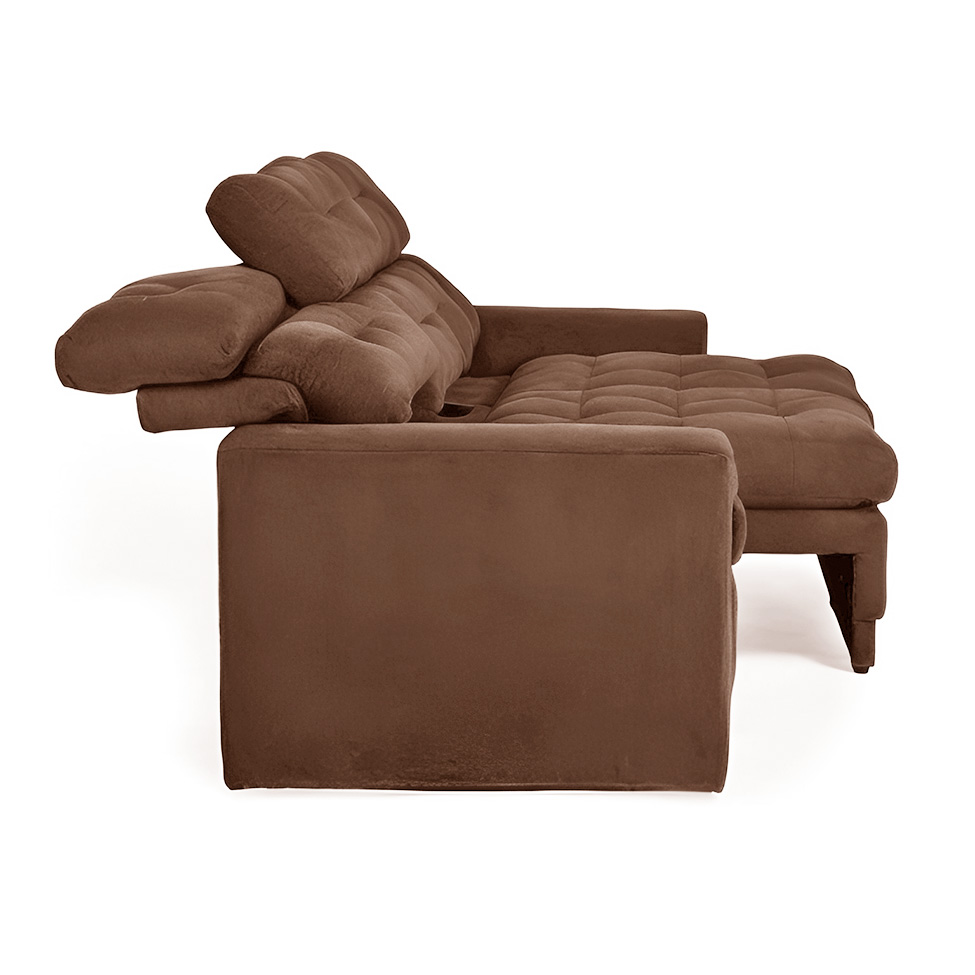 Sofá 3 Lugares Retrátil e Reclinável Baden Suede Marrom 230 cm