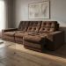 Sofá 3 Lugares Retrátil e Reclinável Baden Suede Marrom 230 cm