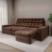 Sofá 3 Lugares Retrátil e Reclinável Baden Suede Marrom 230 cm