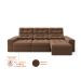 Sofá 3 Lugares Retrátil e Reclinável Baden Suede Marrom 230 cm