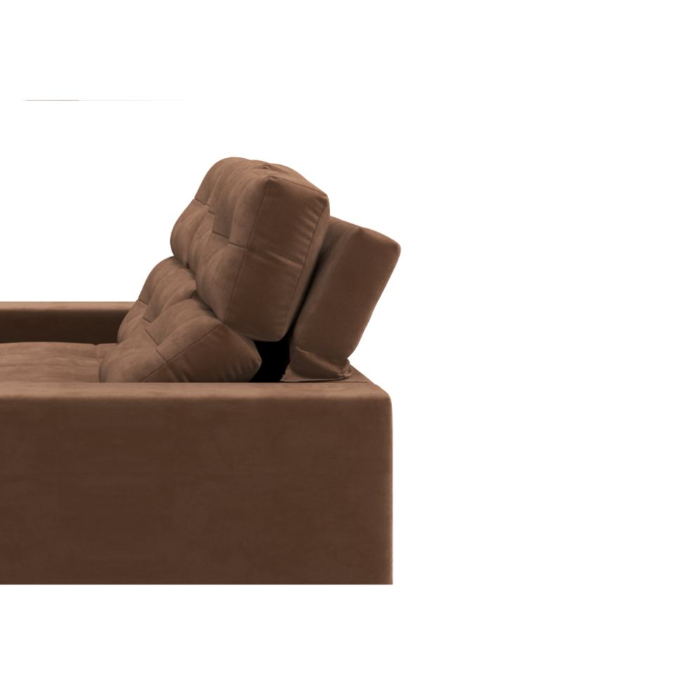 Sofá 3 Lugares Retrátil e Reclinável Baden Suede Marrom 230 cm