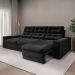 Sofá 3 Lugares Retrátil e Reclinável Baden Suede Preto 230 cm