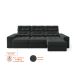 Sofá 3 Lugares Retrátil e Reclinável Baden Suede Preto 230 cm