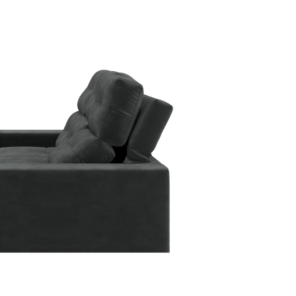 Sofá 3 Lugares Retrátil e Reclinável Baden Suede Preto 230 cm