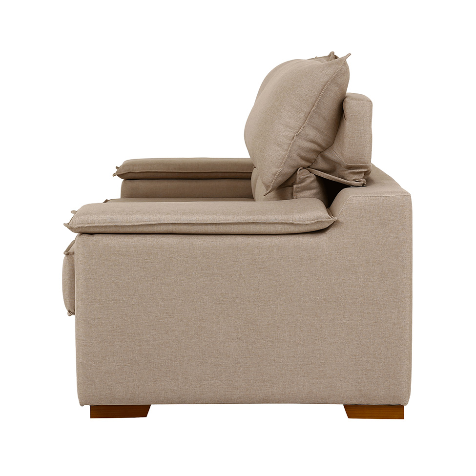 Sofá 3 Lugares Retrátil e Reclinável Baris com USB Linho Bege 230 cm