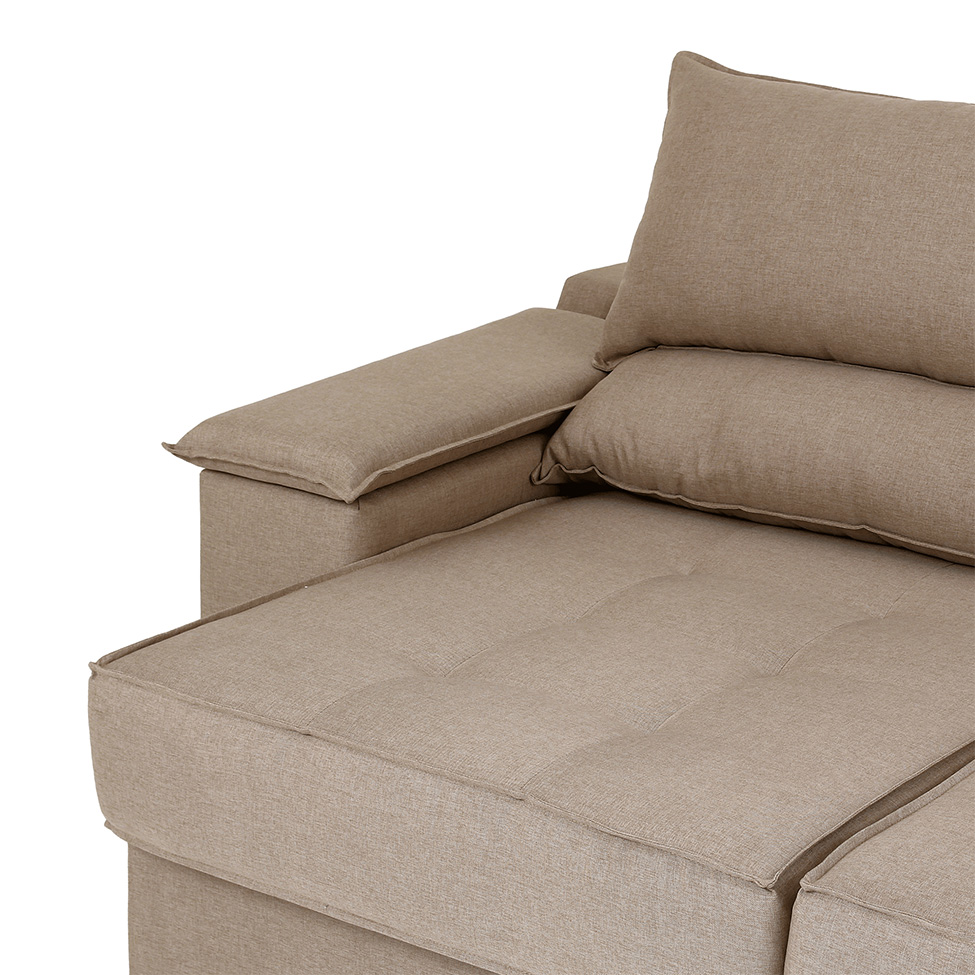 Sofá 3 Lugares Retrátil e Reclinável Baris com USB Linho Bege 230 cm