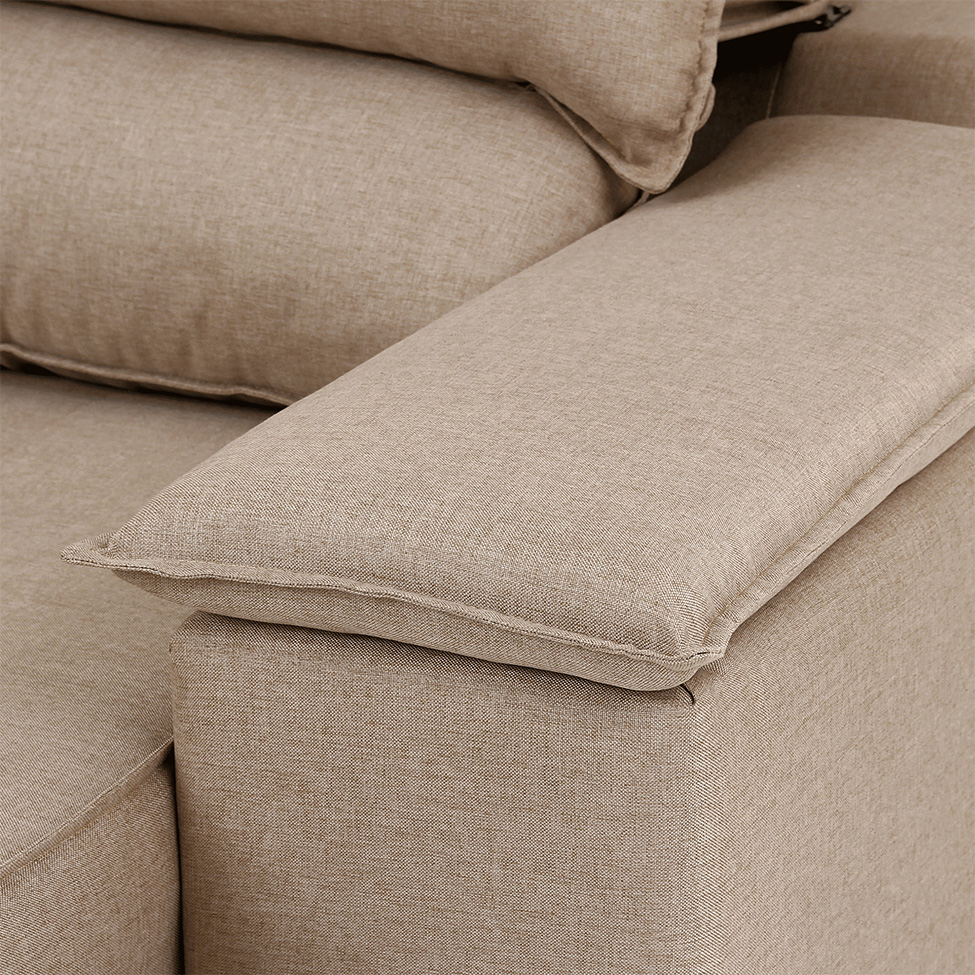 Sofá 3 Lugares Retrátil e Reclinável Baris com USB Linho Bege 230 cm