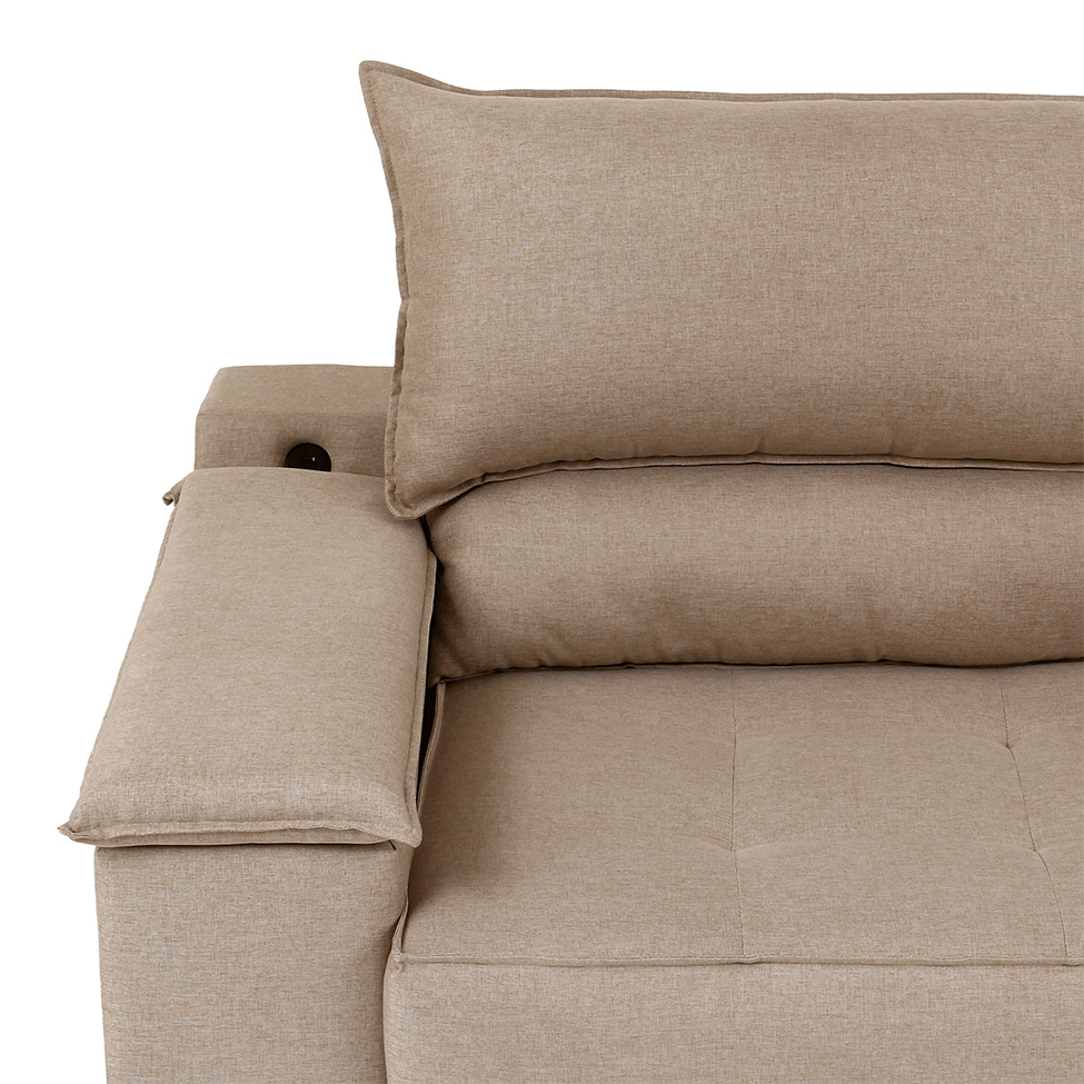 Sofá 3 Lugares Retrátil e Reclinável Baris com USB Linho Bege 230 cm