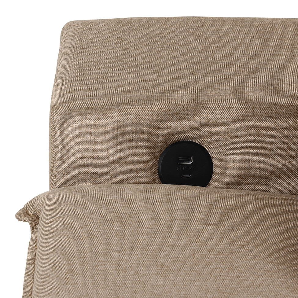 Sofá 3 Lugares Retrátil e Reclinável Baris com USB Linho Bege 230 cm