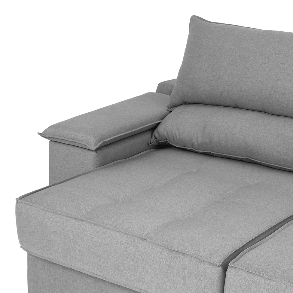 Sofá 3 Lugares Retrátil e Reclinável Baris com USB Linho Cinza 230 cm