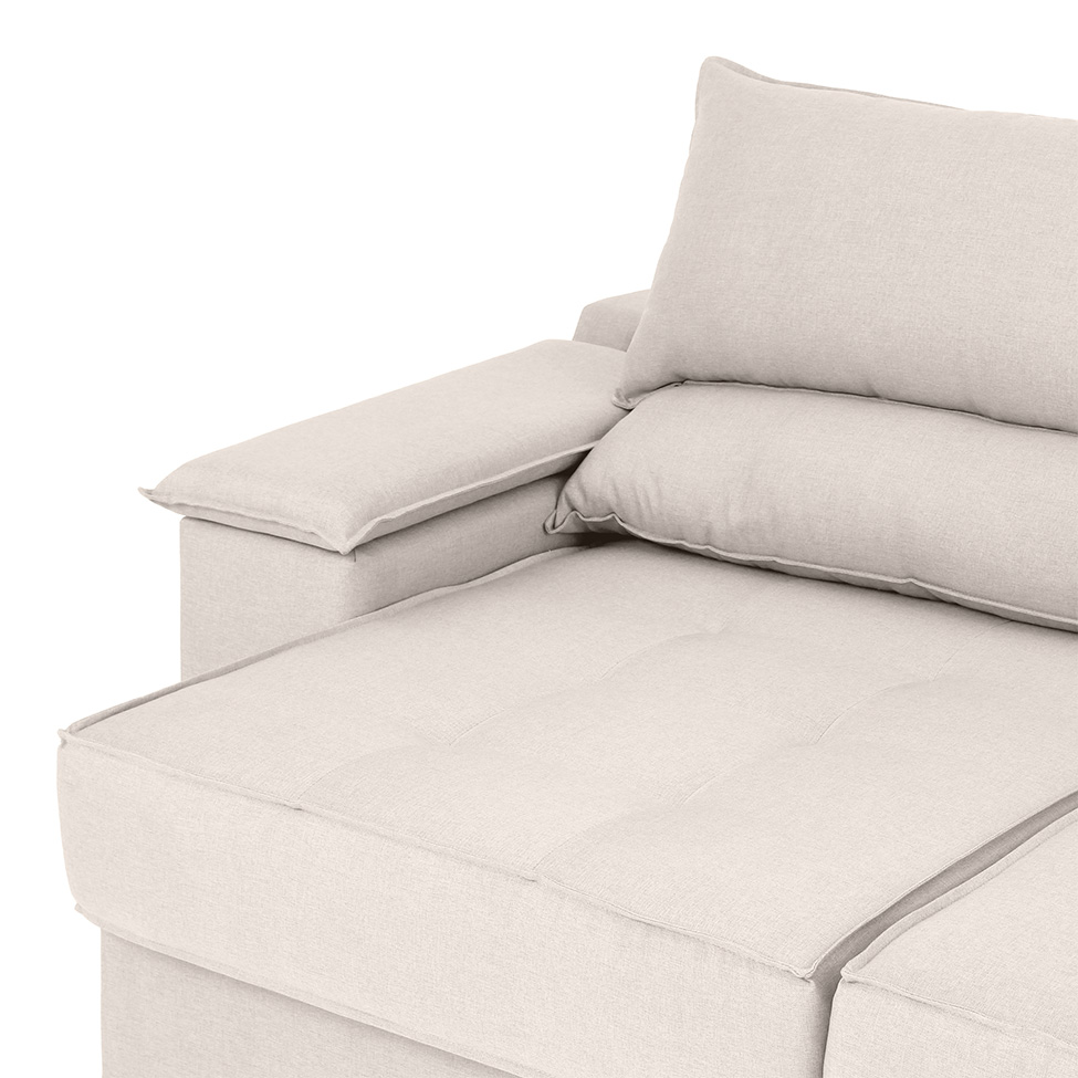 Sofá 3 Lugares Retrátil e Reclinável Baris com USB Linho Cru 230 cm