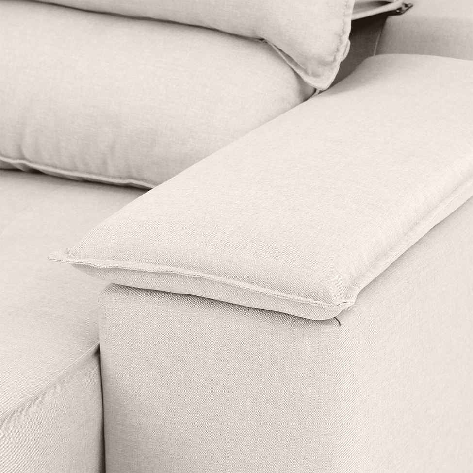 Sofá 3 Lugares Retrátil e Reclinável Baris com USB Linho Cru 230 cm