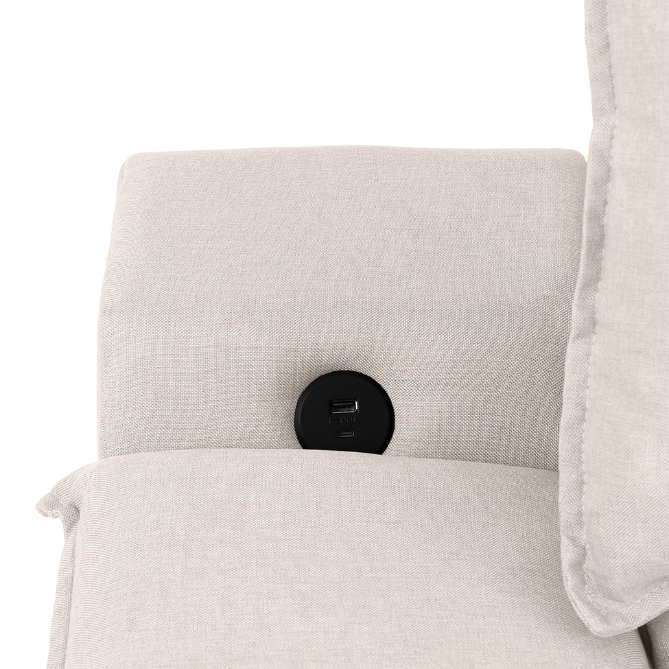 Sofá 3 Lugares Retrátil e Reclinável Baris com USB Linho Cru 230 cm