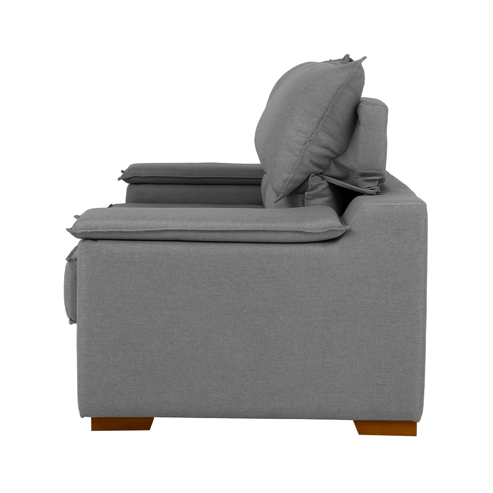 Sofá 3 Lugares Retrátil e Reclinável Baris com USB Linho Grafite 230 cm