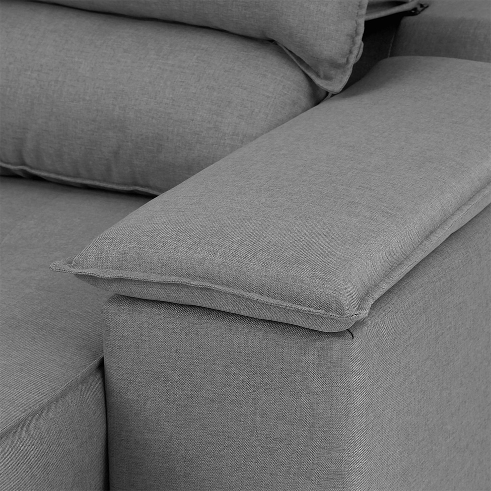 Sofá 3 Lugares Retrátil e Reclinável Baris com USB Linho Grafite 230 cm