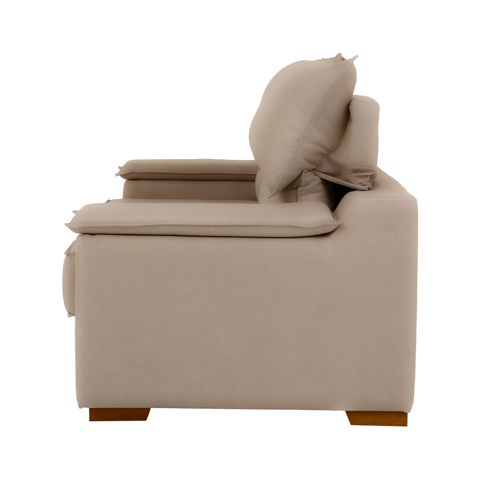 Sofá 3 Lugares Retrátil e Reclinável Baris com USB Suede Bege 230 cm