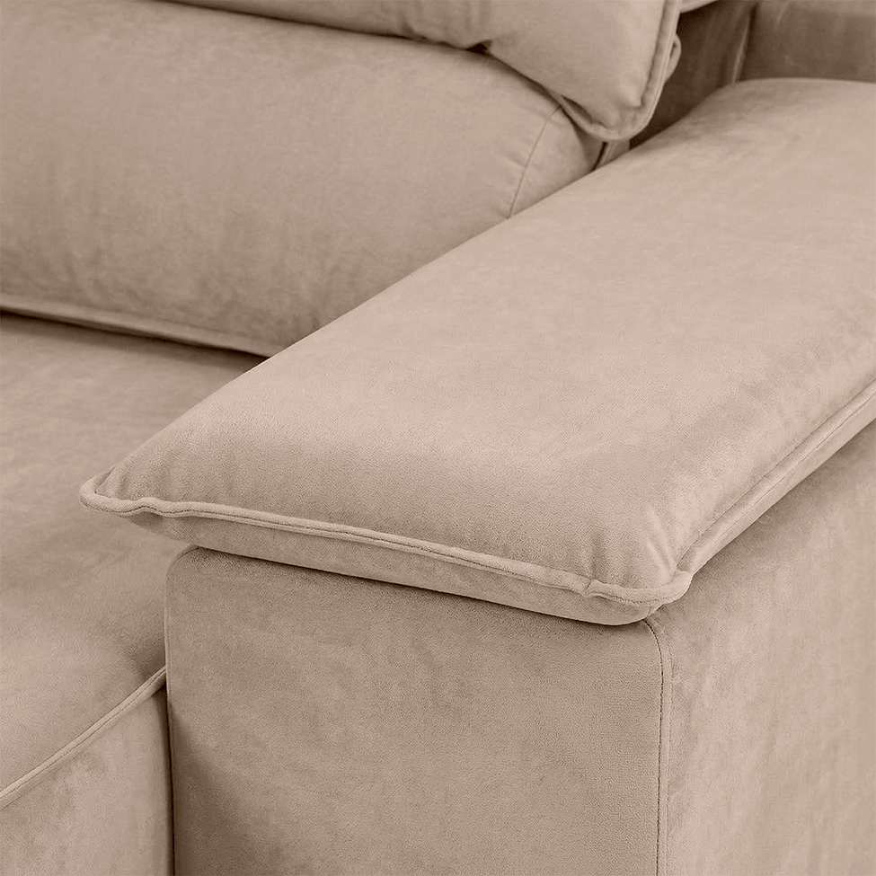 Sofá 3 Lugares Retrátil e Reclinável Baris com USB Suede Bege 230 cm