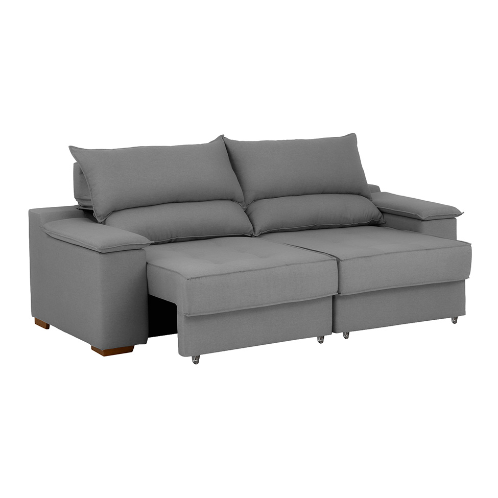 Sofá 3 Lugares Retrátil e Reclinável Baris com USB Suede Grafite 230 cm