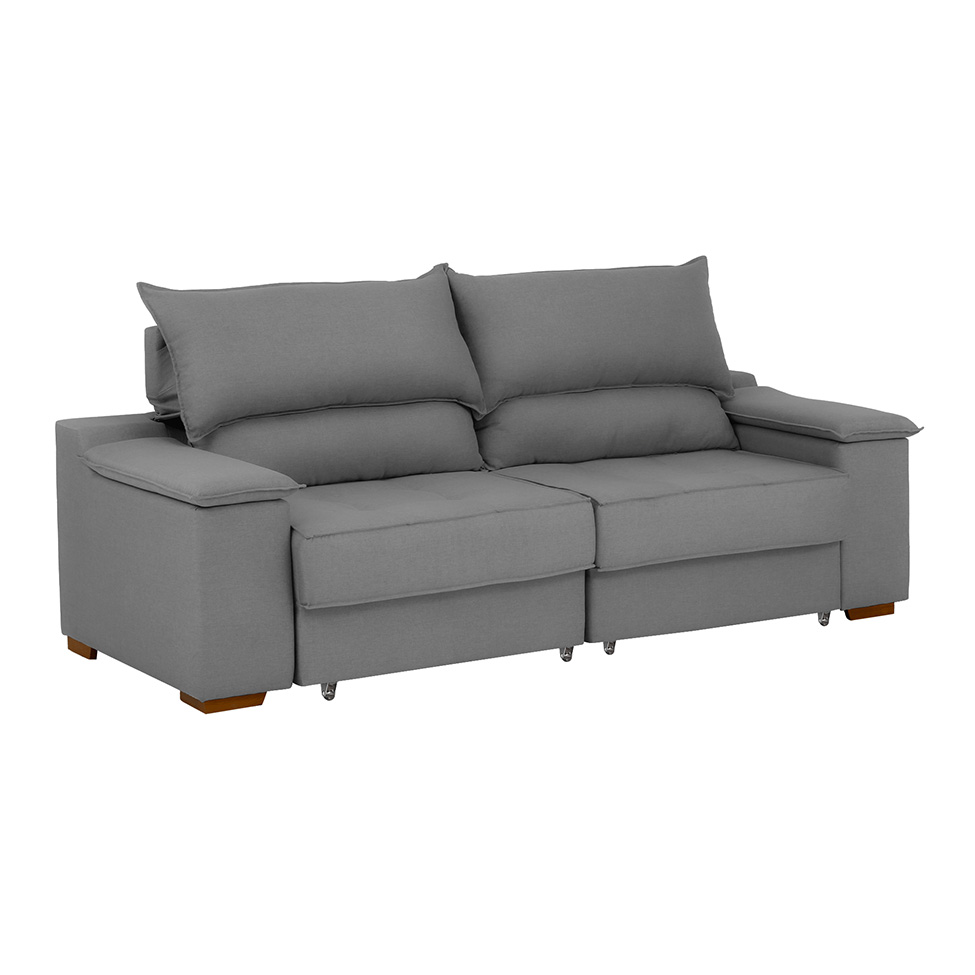 Sofá 3 Lugares Retrátil e Reclinável Baris com USB Suede Grafite 230 cm