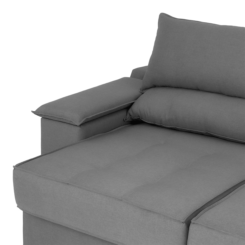 Sofá 3 Lugares Retrátil e Reclinável Baris com USB Suede Grafite 230 cm