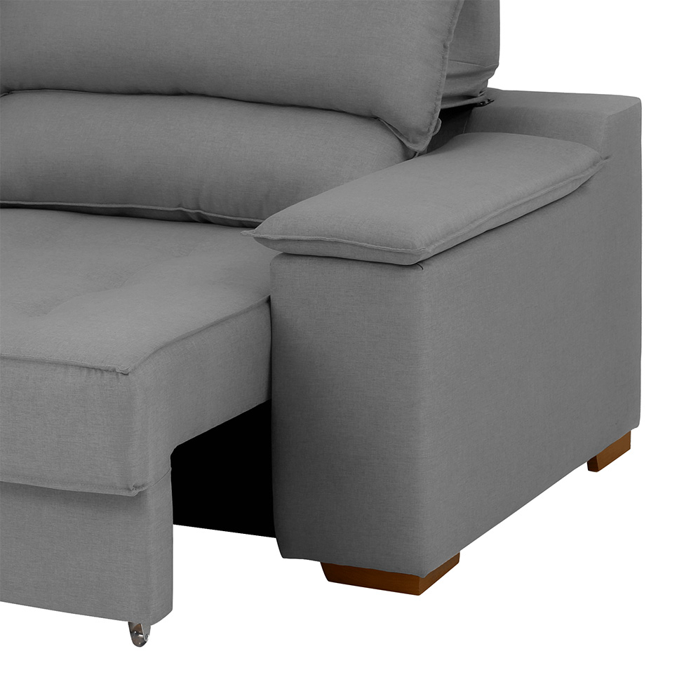 Sofá 3 Lugares Retrátil e Reclinável Baris com USB Suede Grafite 230 cm