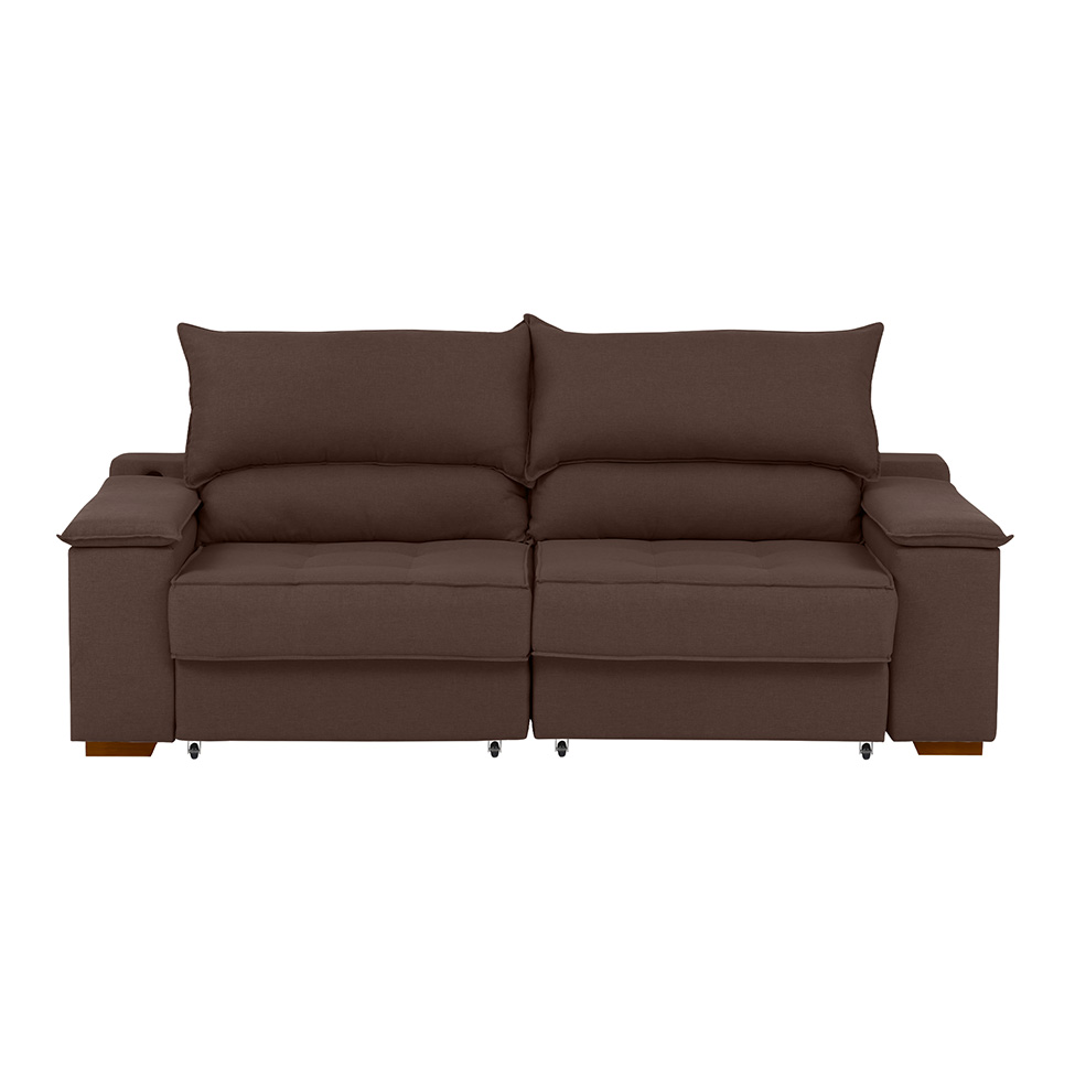 Sofá 3 Lugares Retrátil e Reclinável Baris com USB Suede Marrom 230 cm