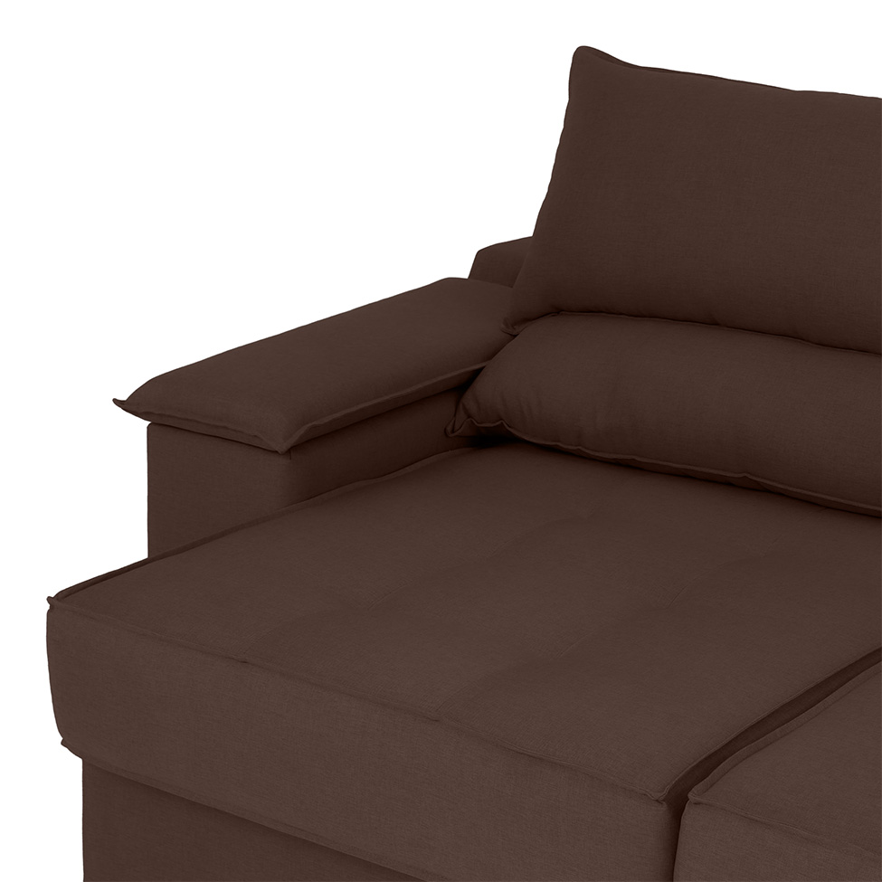 Sofá 3 Lugares Retrátil e Reclinável Baris com USB Suede Marrom 230 cm