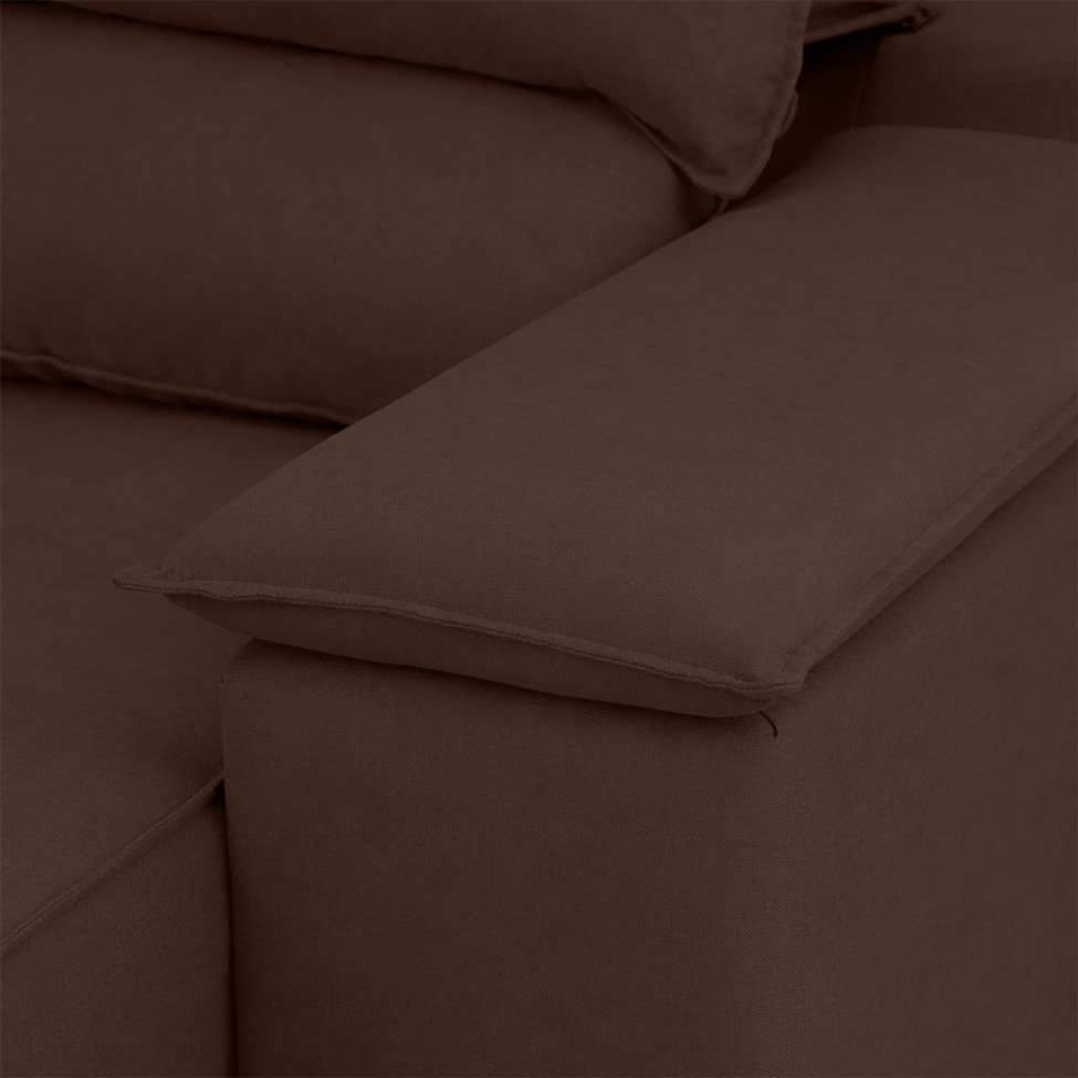 Sofá 3 Lugares Retrátil e Reclinável Baris com USB Suede Marrom 230 cm