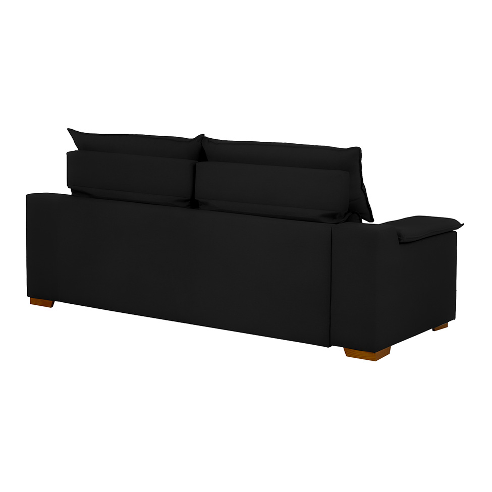 Sofá 3 Lugares Retrátil e Reclinável Baris com USB Suede Preto 230 cm