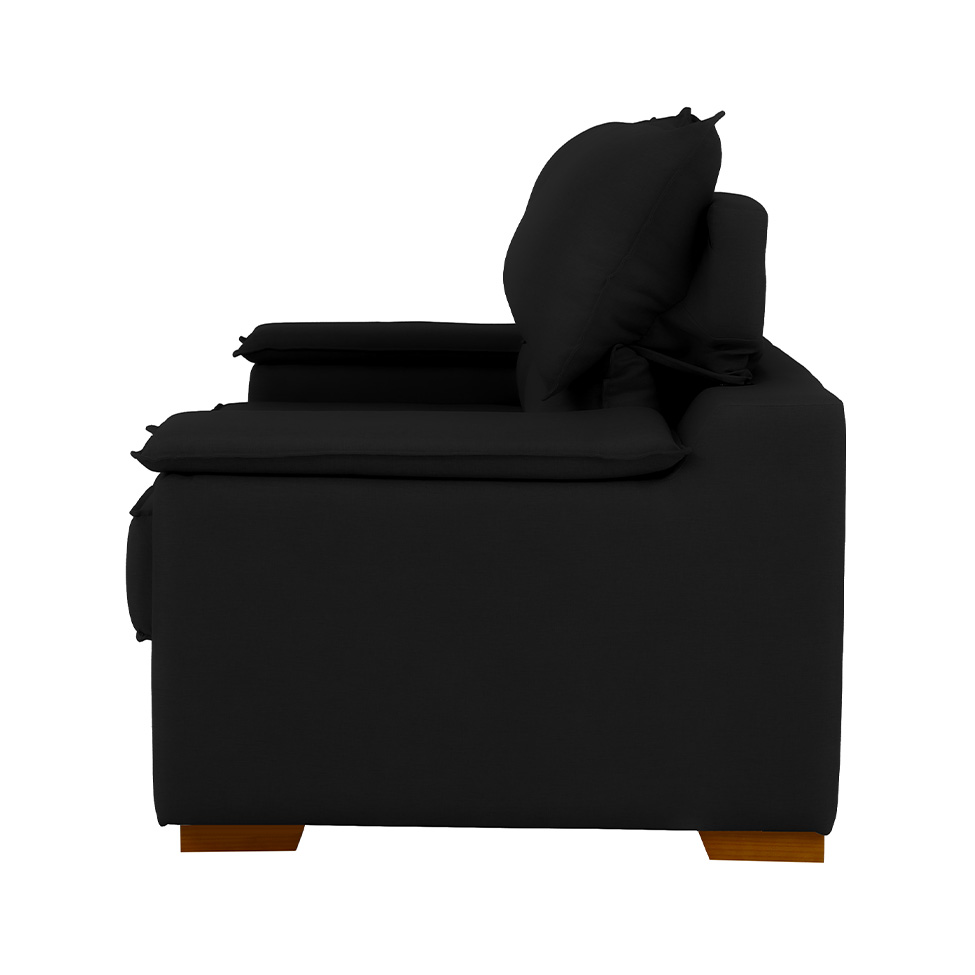 Sofá 3 Lugares Retrátil e Reclinável Baris com USB Suede Preto 230 cm