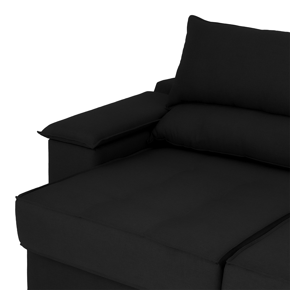 Sofá 3 Lugares Retrátil e Reclinável Baris com USB Suede Preto 230 cm