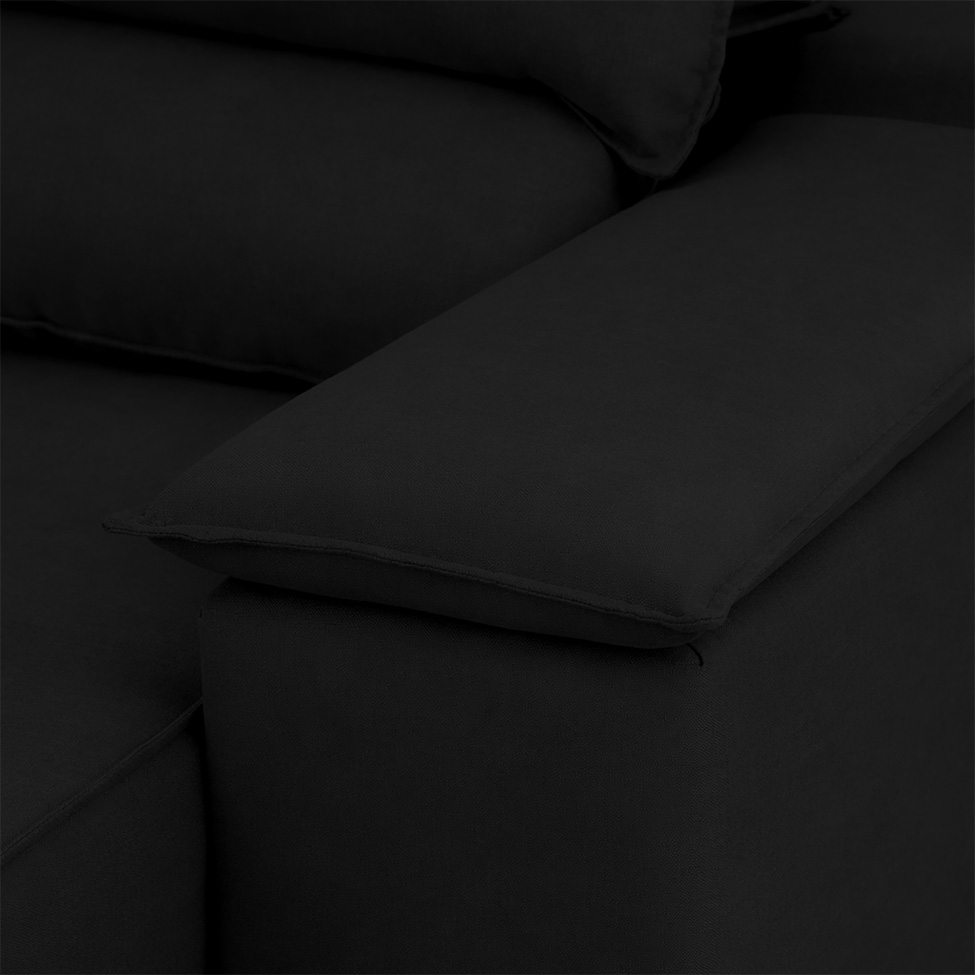 Sofá 3 Lugares Retrátil e Reclinável Baris com USB Suede Preto 230 cm
