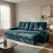 Sofá 3 Lugares Retrátil e Reclinável Biarritz Suede Azul Turquesa