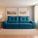 Sofá 3 Lugares Retrátil e Reclinável Biarritz Suede Azul Turquesa