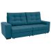 Sofá 3 Lugares Retrátil e Reclinável Biarritz Suede Azul Turquesa