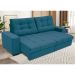 Sofá 3 Lugares Retrátil e Reclinável Biarritz Suede Azul Turquesa