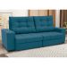 Sofá 3 Lugares Retrátil e Reclinável Biarritz Suede Azul Turquesa