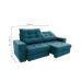 Sofá 3 Lugares Retrátil e Reclinável Biarritz Suede Azul Turquesa