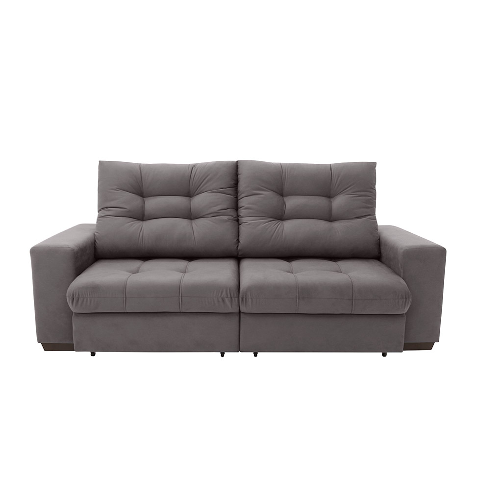 Sofá 3 Lugares Retrátil e Reclinável Biarritz Suede Castanho