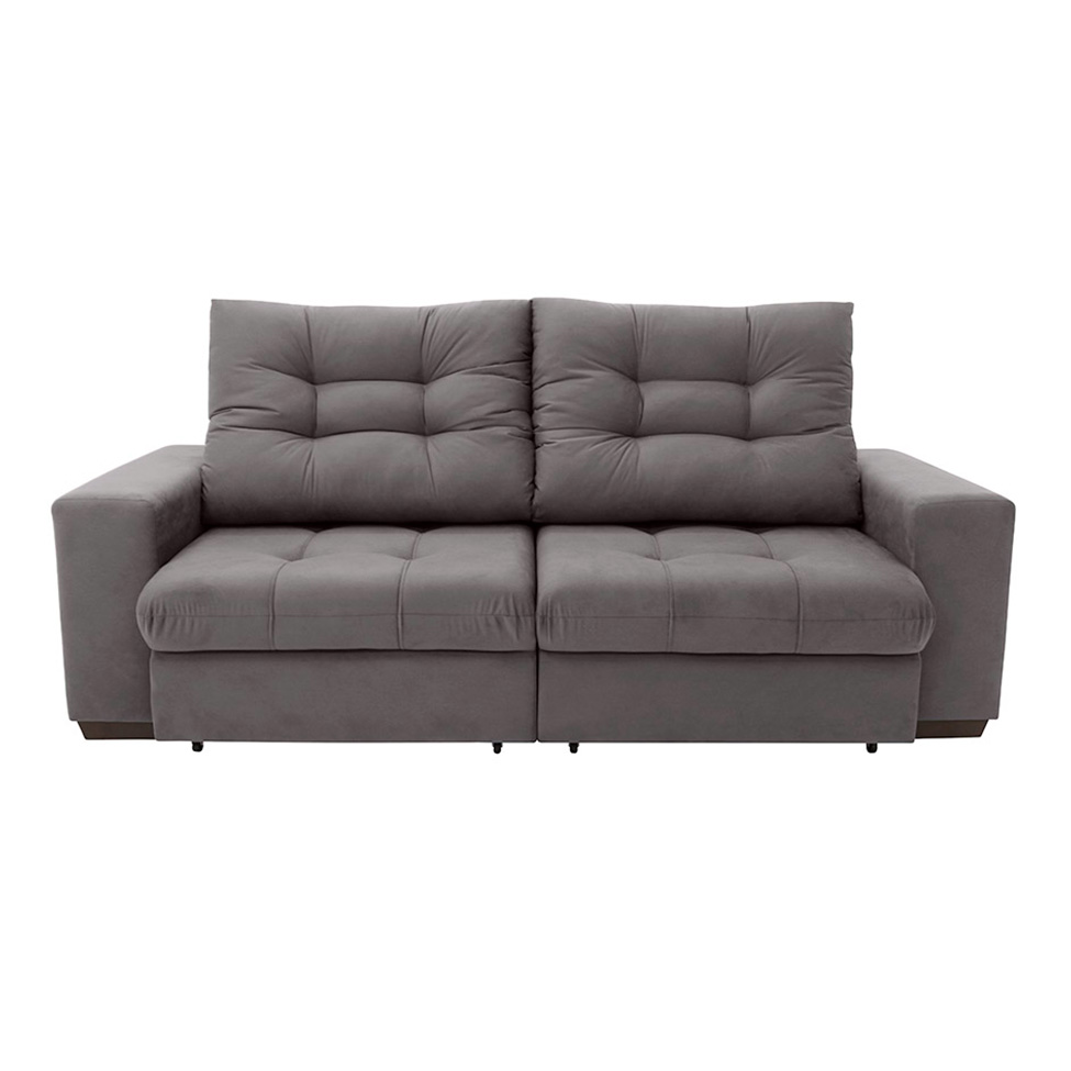 Sofá 3 Lugares Retrátil e Reclinável Biarritz Suede Castanho