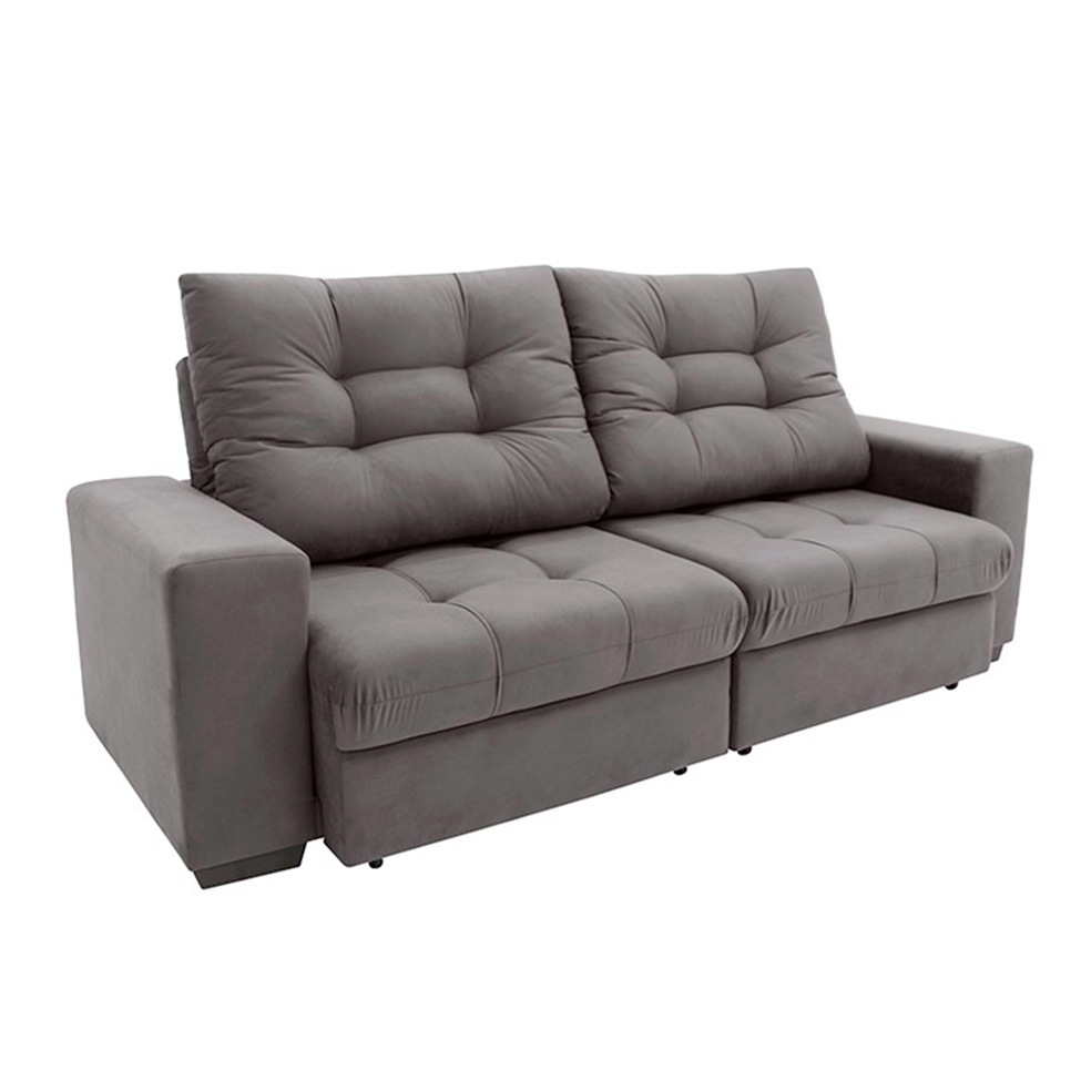 Sofá 3 Lugares Retrátil e Reclinável Biarritz Suede Castanho