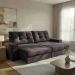 Sofá 3 Lugares Retrátil e Reclinável Biarritz Suede Castanho