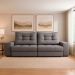 Sofá 3 Lugares Retrátil e Reclinável Biarritz Suede Castanho