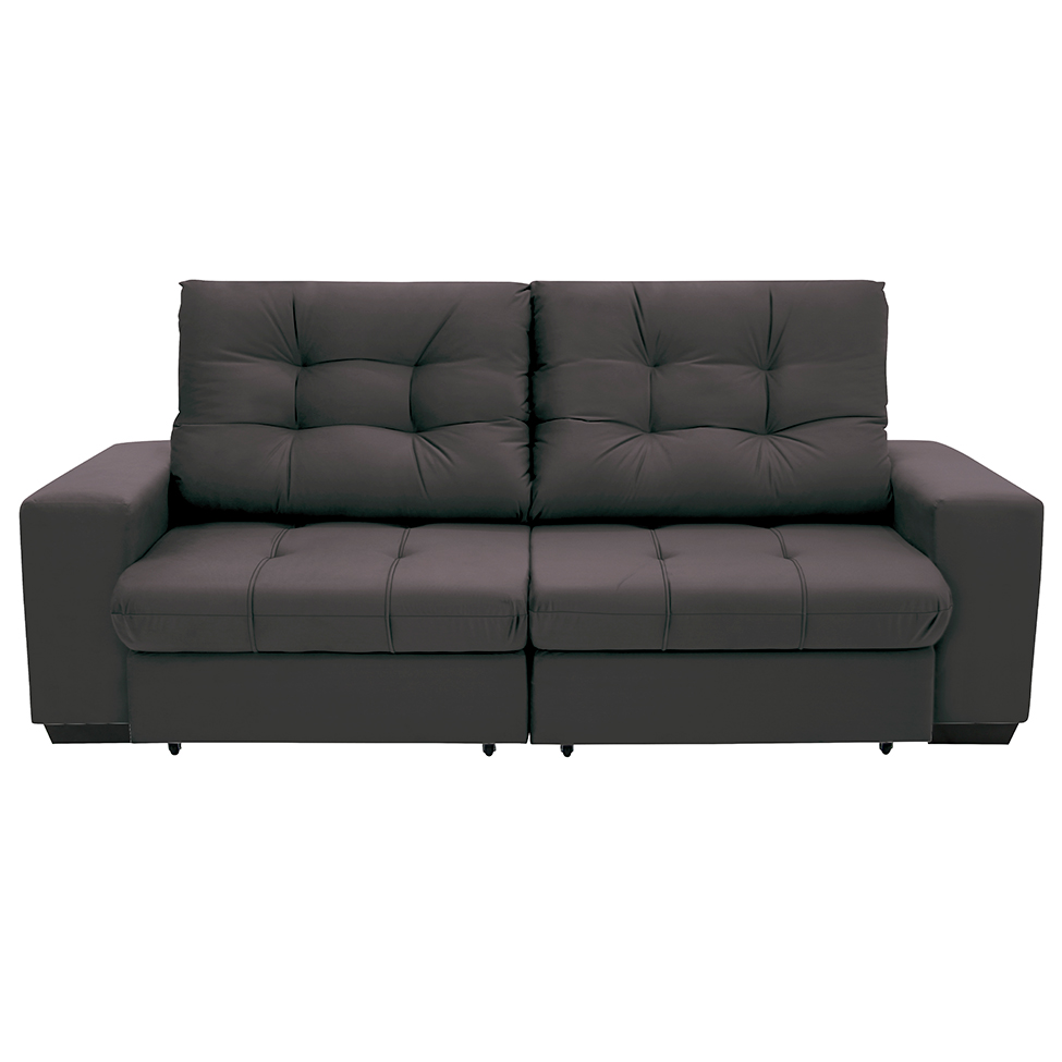 Sofá 3 Lugares Retrátil e Reclinável Biarritz Suede Castanho
