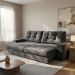 Sofá 3 Lugares Retrátil e Reclinável Biarritz Suede Grafite