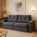 Sofá 3 Lugares Retrátil e Reclinável Biarritz Suede Grafite